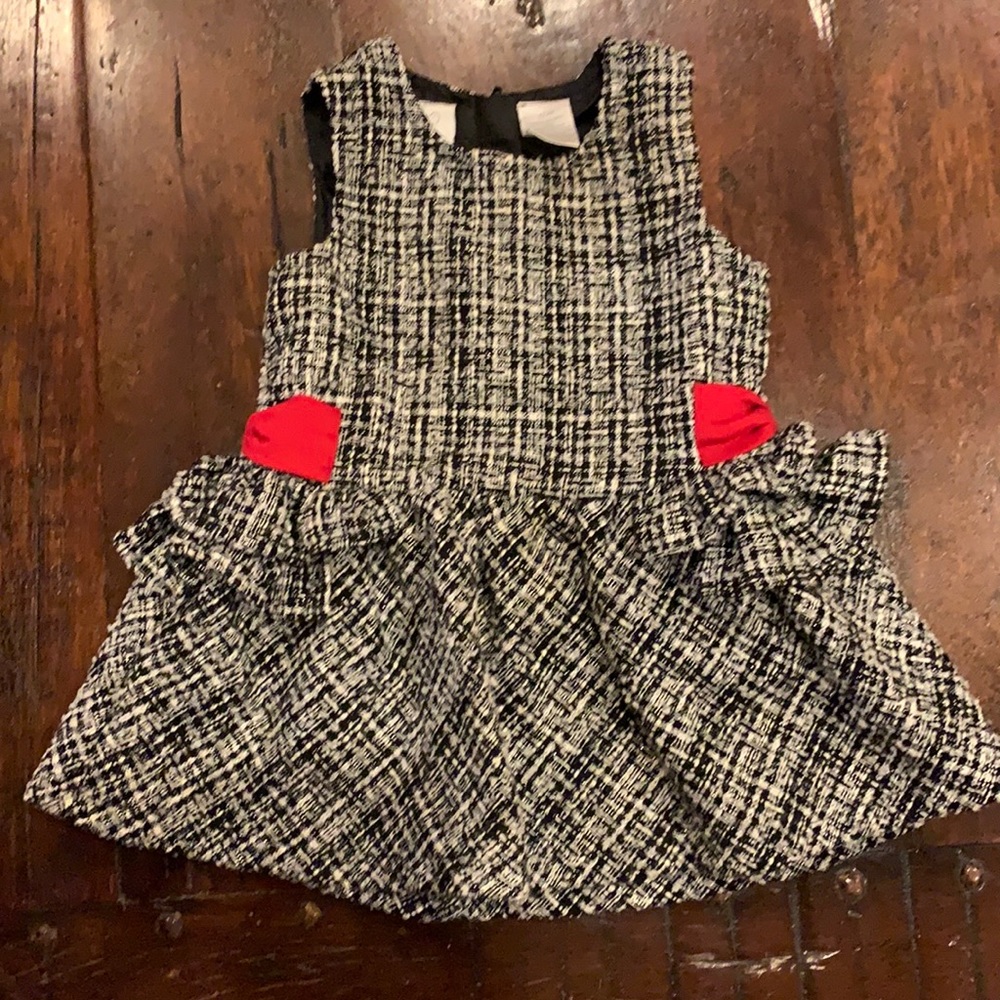 Girls Koala baby black/white dress with red bows